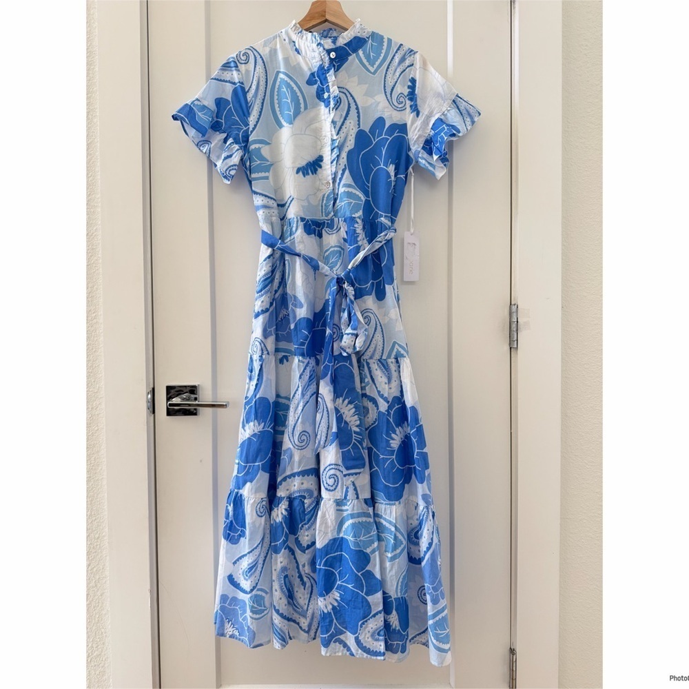 J.Marie The Charlotte Delaney Button Up Midi Dress Blue Size XS NWT - Picture 4 of 9